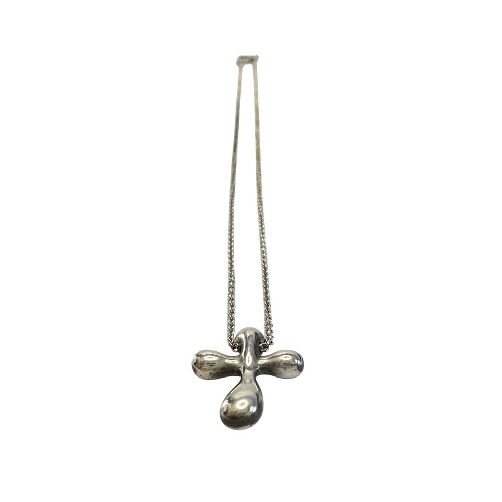 Tiffany and Co Elsa Peretti Cross Pendant Necklace in Sterling Silver (16") - Picture 6 of 16